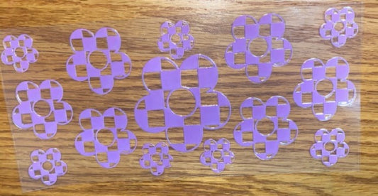 Checkered flowers purple