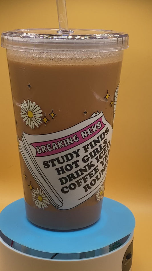 Premade ready to ship 16oz acrylic coffee cup Iced Coffee