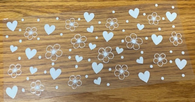 White flowers hearts
